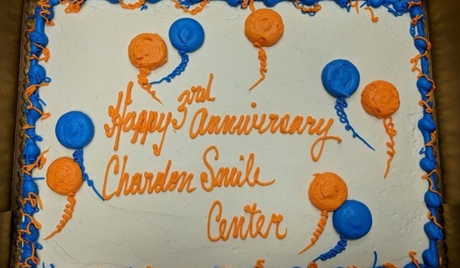 Anniversity cake for the Chardon Smile Center