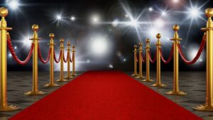 CGI illustration of a red carpet with flashing lights